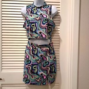 NWT Shein Colorful Heart Pattern Two-Piece Set Size Large